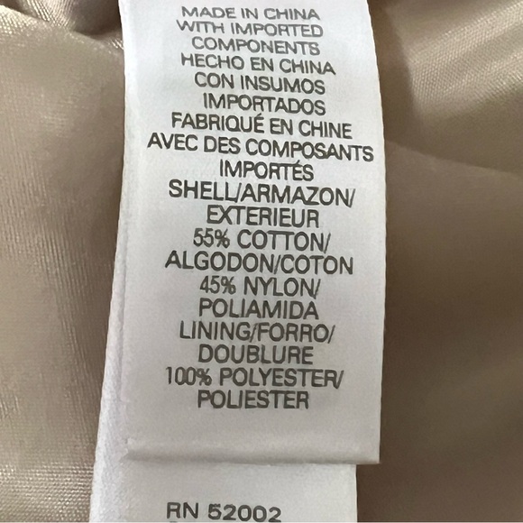 Liz Claiborne‎ Size Large Khaki With White Trim Lined Rain/Trench Jacket Buttons - Picture 13 of 14